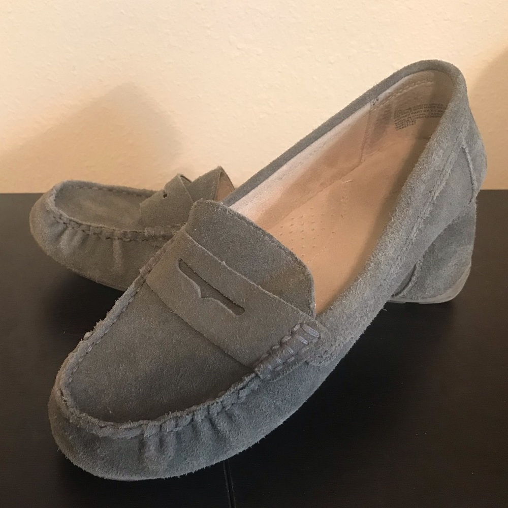 Merona Gray Suede Penny Loafer Moccasins